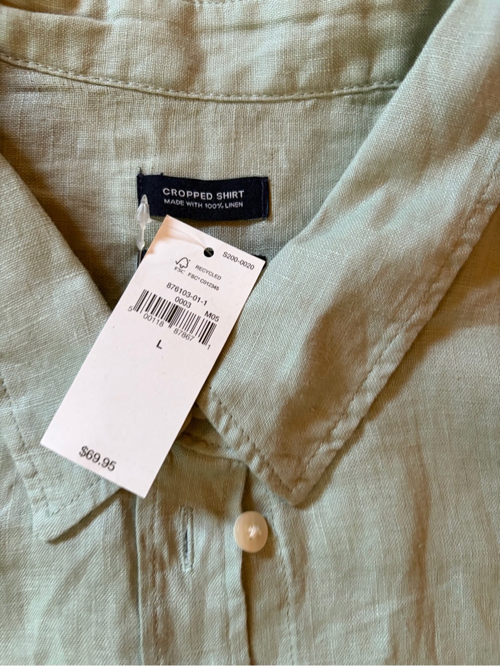 100% Linen Cropped Button-Up Shirt 🤍